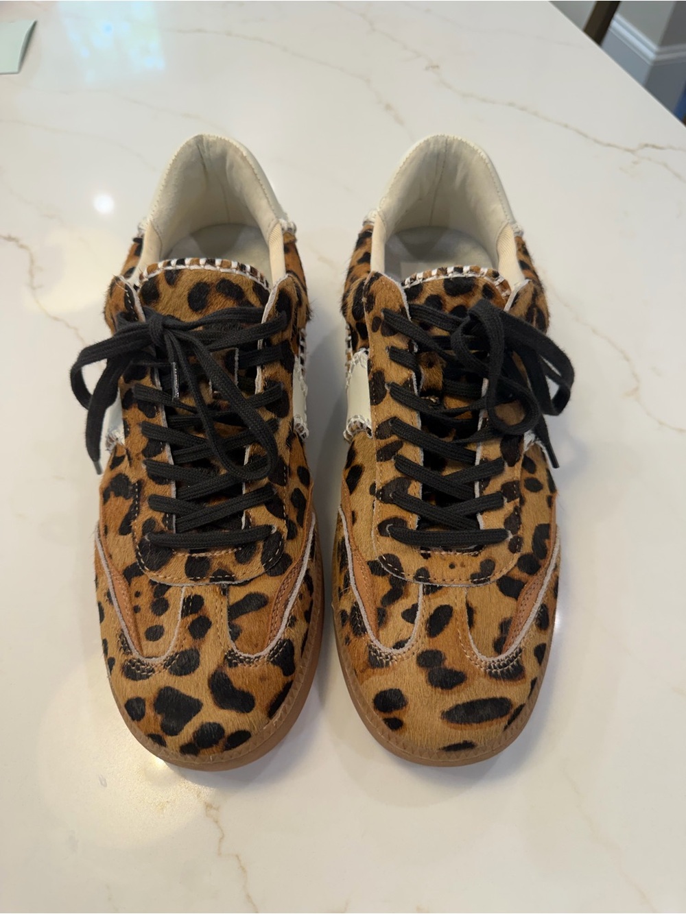 Dolce Vita Leopard Print Pony Hair Sneakers with Black Laces